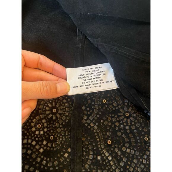 Vintage speigel women’s leather laser cut flare sleeve crop jacket 8 - Picture 4 of 6